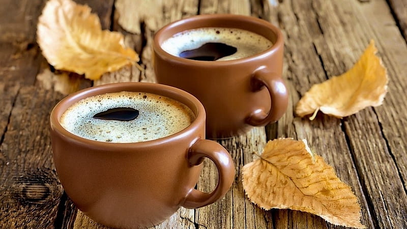 Cozy autumn morning with a cup of hot coffee Wallpaper for Android iPhone  and iPad