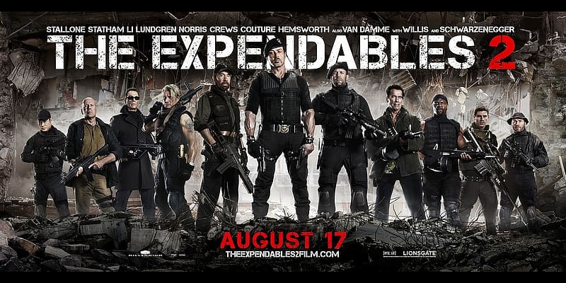 Arnold Schwarzenegger, Jean Claude Van Damme, Sylvester Stallone, Jason Statham, Jet Li, Bruce Willis, Movie, The Expendables, Gunnar Jensen, Barney Ross, Church (The Expendables), Dolph Lundgren, Hale Caesar, Lee Christmas, Randy Couture, Terry Crews, Toll Road, Yin Yang (The Expendables), Liam Hemsworth, Chuck Norris, The Expendables 2, Booker (The Expendables), Trench (The Expendables), Vilain (The Expendables), Billy (The Expendables), HD wallpaper