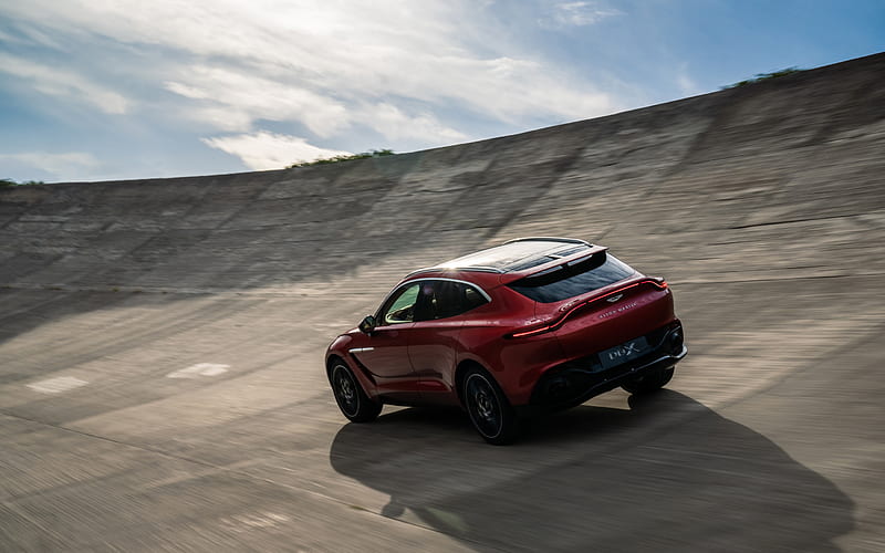 2020, Aston Martin DBX, front view, exterior, rear view, red luxury SUV, new red DBX, british cars, Aston Martin, HD wallpaper