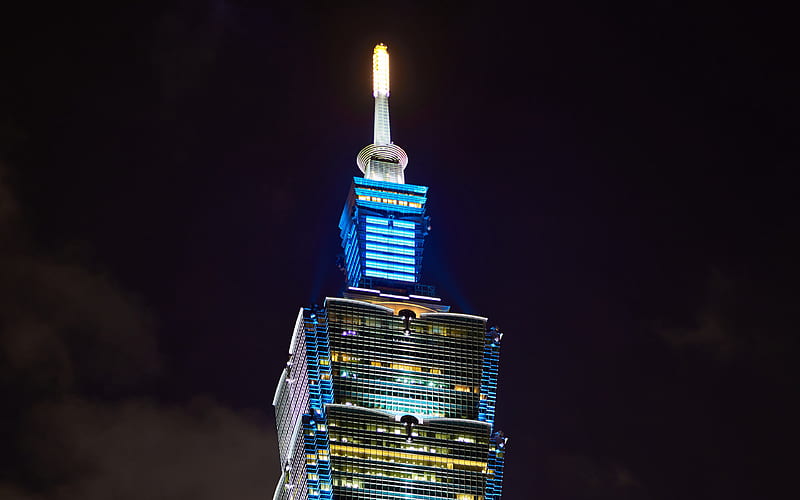 Taipei 101, close-up, nightscapes, skyscrapers, night city, modern buildings, Taiwan, China, Asia, HD wallpaper