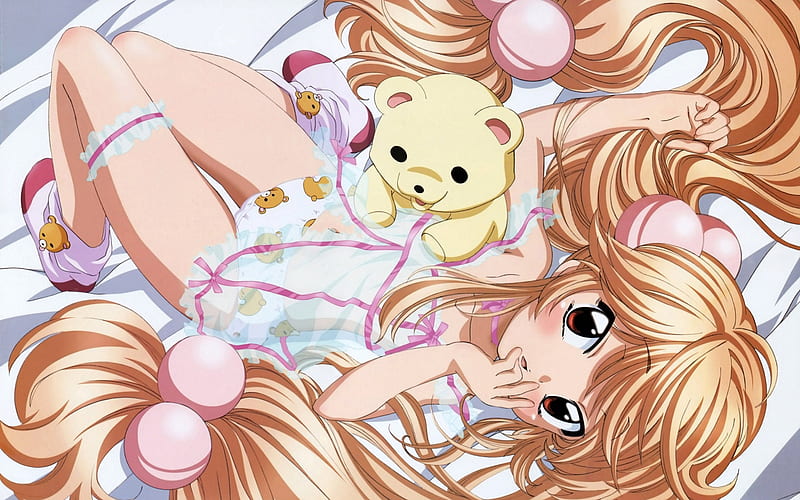 anime girl with teddy bear, cute, girl, anime, teddy bear, long hair, HD wallpaper anime girl with teddy bear, cute, girl, anime, teddy bear, long hair, HD wallpaper