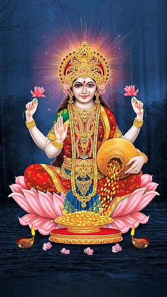 Maa Laxmi, Flowers Background, goddess of wealth, HD phone wallpaper |  Peakpx
