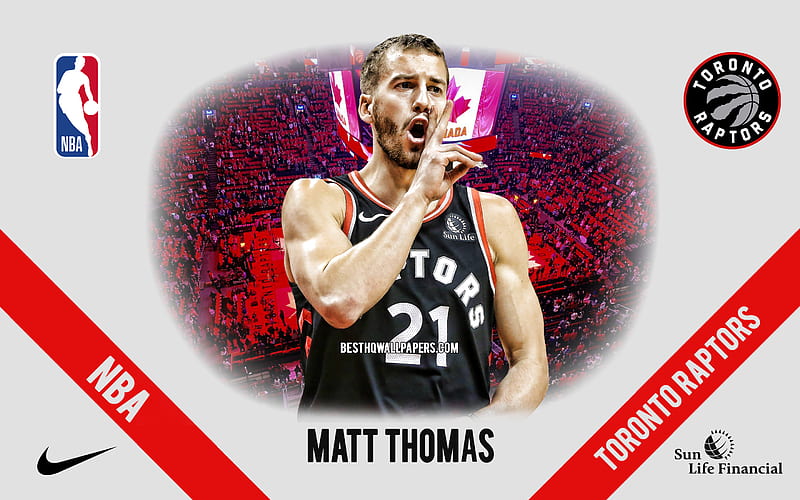 Matt Thomas, Toronto Raptors, American Basketball Player, NBA, portrait, USA, basketball, Scotiabank Arena, Toronto Raptors logo, HD wallpaper