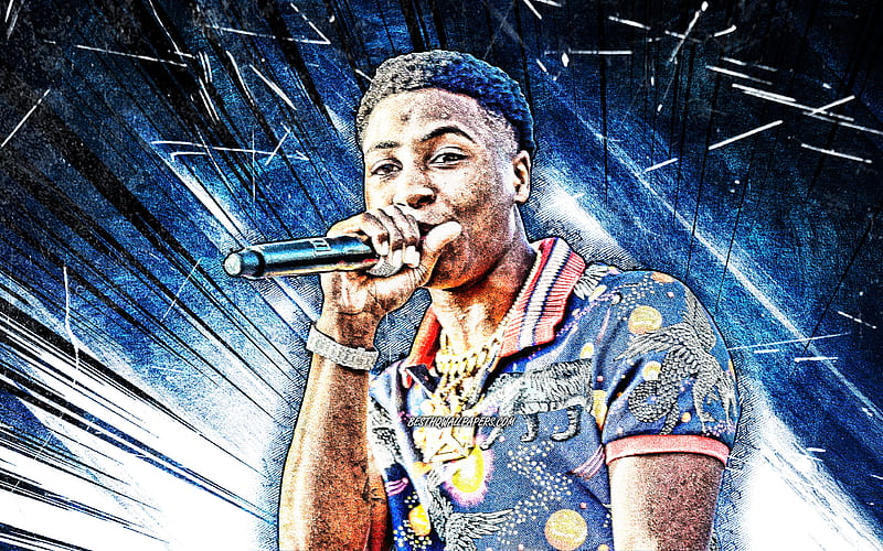 Youngboy Never Broke Again, grunge art american rapper, blue abstract rays,  music stars, HD wallpaper | Peakpx