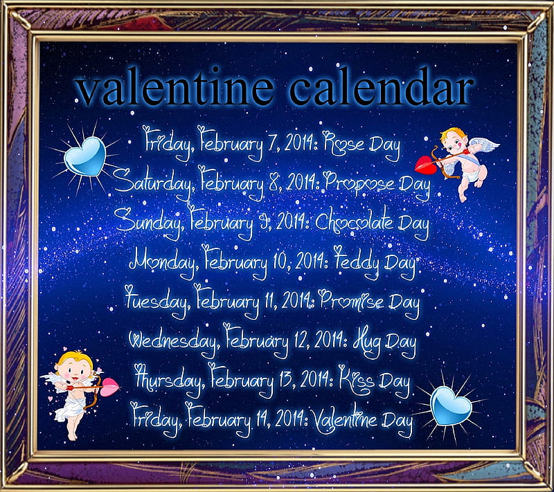 Valentine calender, happy valentine, love, valentine schedule, HD wallpaper