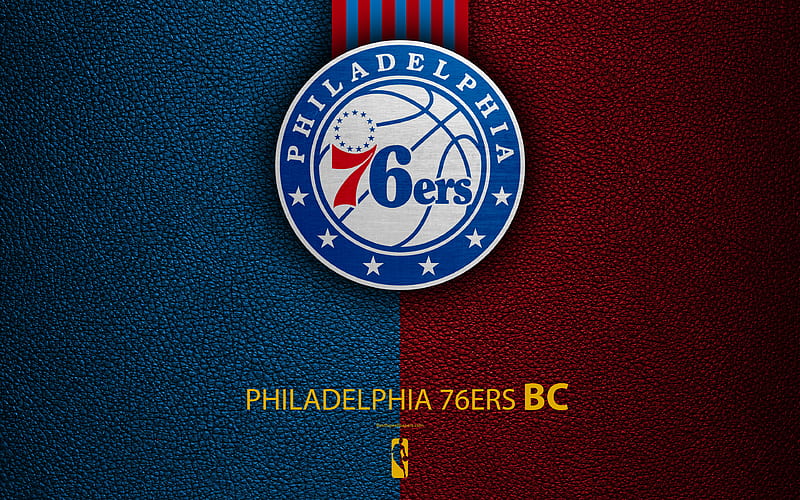Philadelphia 76ers logo, basketball club, NBA, basketball, emblem, leather texture, National Basketball Association, Philadelphia, Pennsylvania, USA, Atlantic Division, Eastern Conference, HD wallpaper