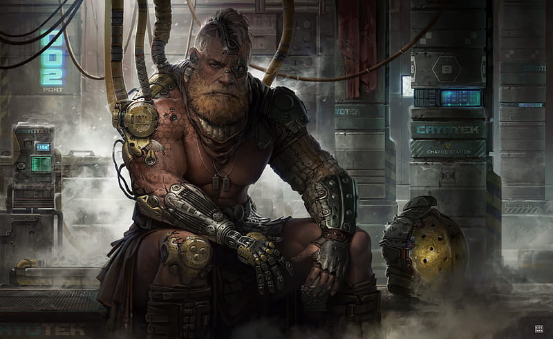 Gladiator King Leo , warrior, scifi, artist, artwork, digital-art, artstation, HD wallpaper