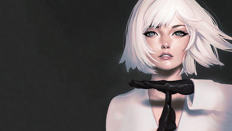 Realistic anime girl, white hair, gloves, Anime, HD wallpaper | Peakpx