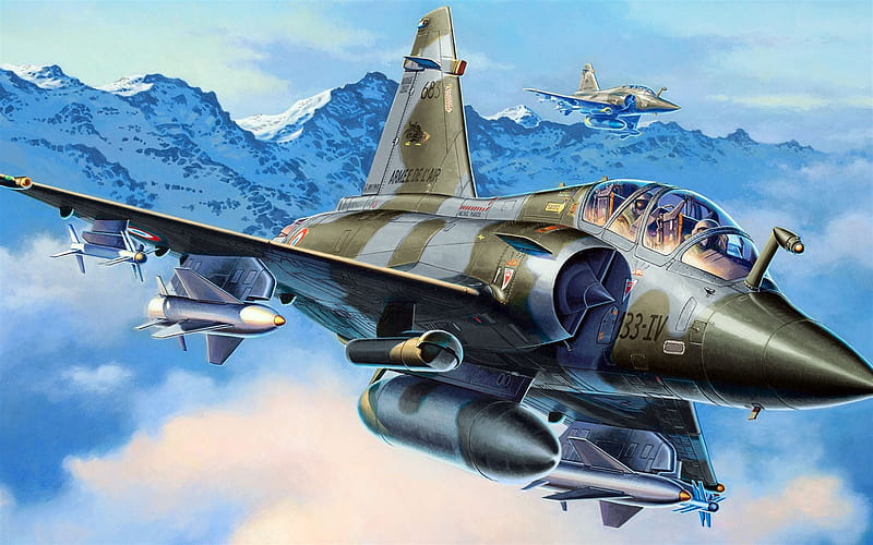 Mirage 2000D, Dassault Aviation, French fighter, art, military aircraft, combat aviation, HD wallpaper