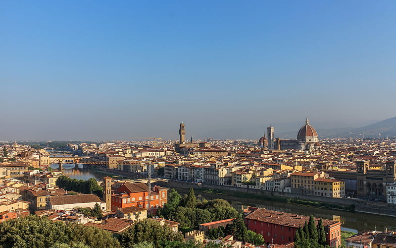 Florence, city panorama, summer, Florence Cathedral, cityscape, Tuscany, Italy, HD wallpaper
