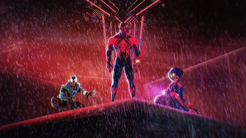 Spider Man 2099 And Scarlet Spiderman In Action , spiderman-2099, spiderman, superheroes, artwork, digital-art, artist, HD wallpaper