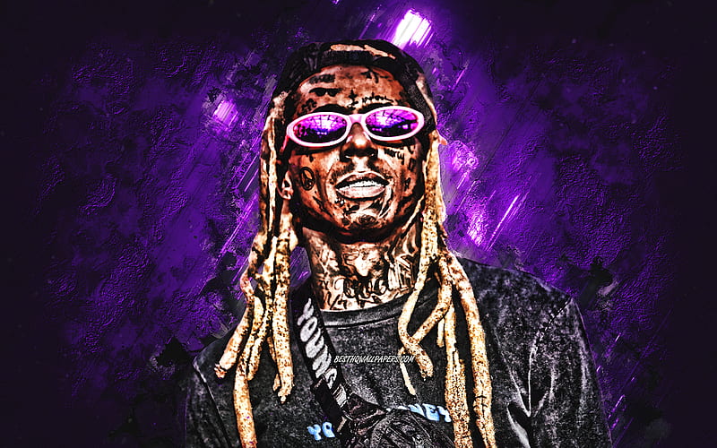 Lil Wayne, american rapper, portrait, purple stone background, Dwayne Michael Carter Jr, HD wallpaper