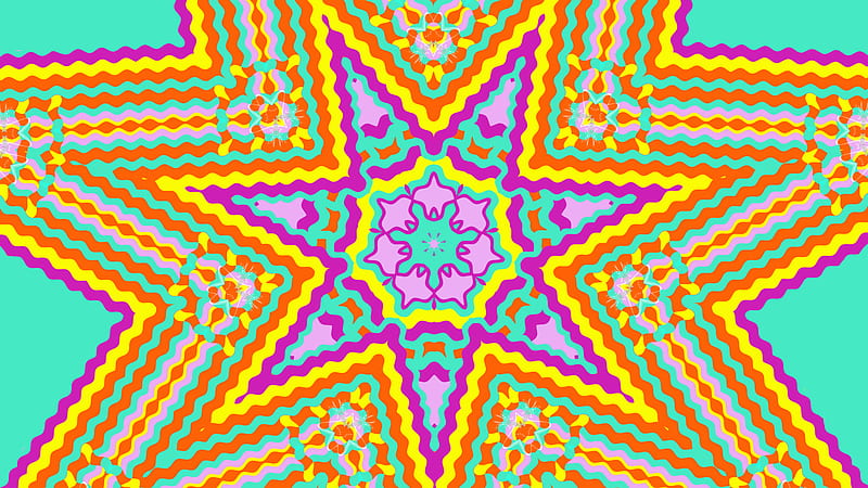 Orange Purple Blue Yellow Colorful Geometry Kaleidoscope Abstract, HD wallpaper