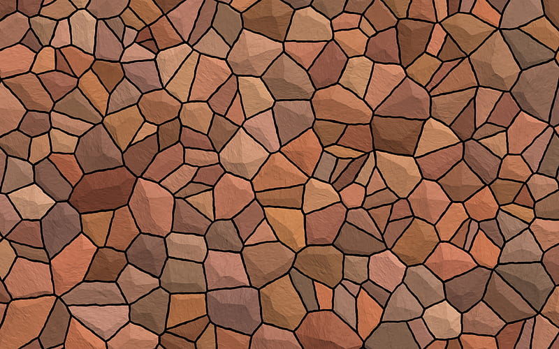 stone mosaic texture, brown stone background, mosaic background, art, stone texture, HD wallpaper