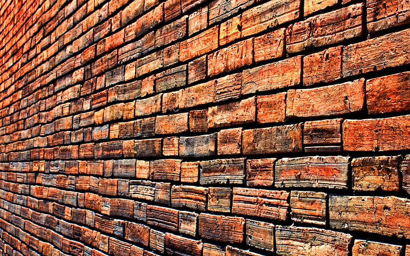 brown brickwall, close-up, brown bricks, macro, bricks textures, brown bricks wall, bricks, wall, brown bricks background, brown stone background, HD wallpaper