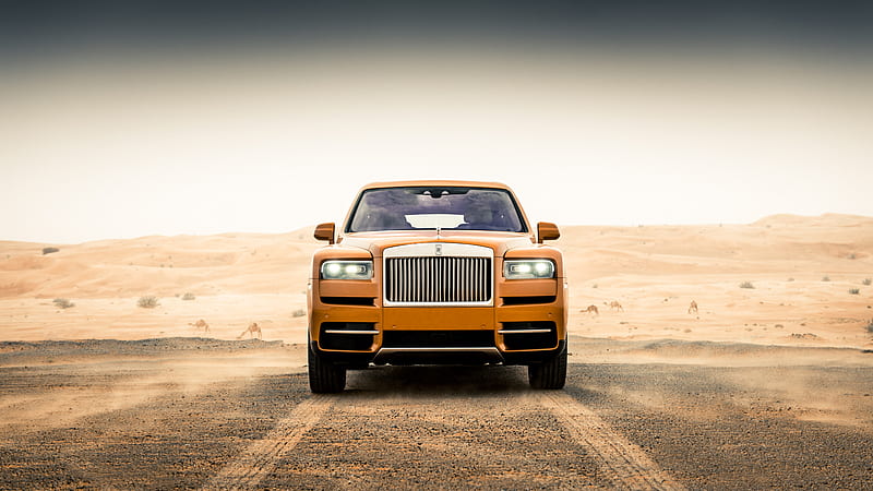 Rolls Royce, Rolls-Royce Cullinan, Car, Desert, Luxury Car, Orange Car, Rolls-Royce, SUV, HD wallpaper