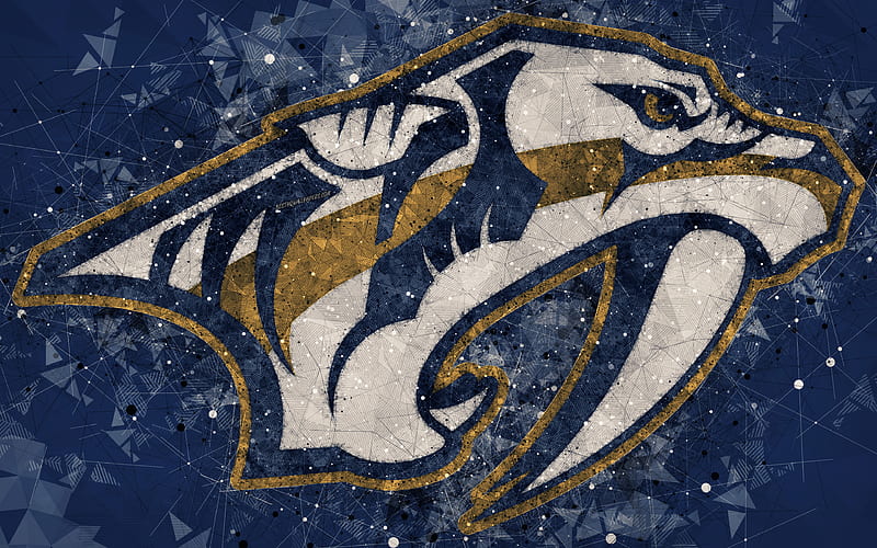 Nashville Predators American hockey club, creative art, logo, creative geometric art, emblem, NHL, blue abstract background, Nashville, Tennessee, USA, hockey, National Hockey League, HD wallpaper