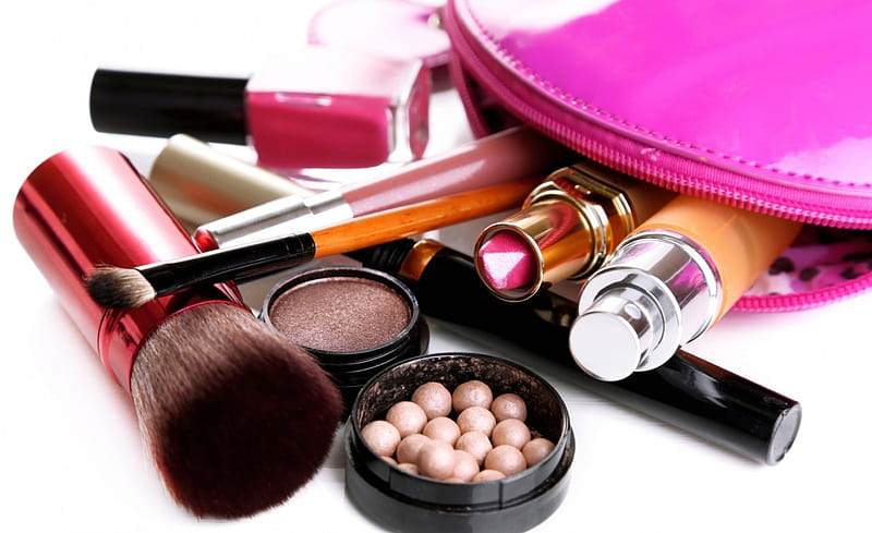 * Make up *, make up, powder, mascara, feminine, lipstick, brush, HD wallpaper