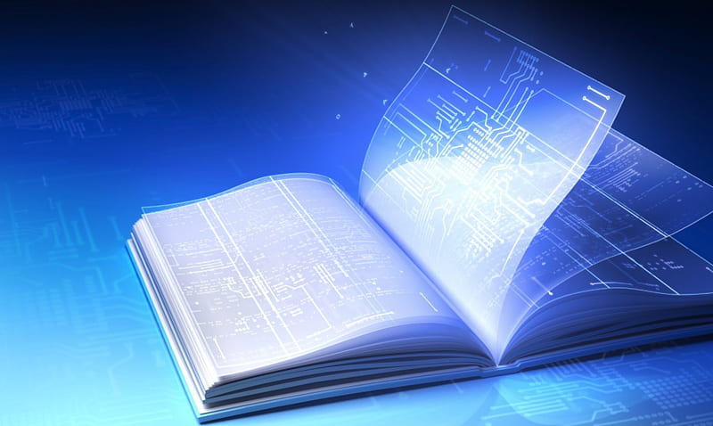 digital book, book, digital, blue, page, HD wallpaper