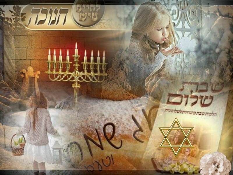 Collage Hanukkah, frumos, de, shabbat de hanukkah, minunat, HD wallpaper
