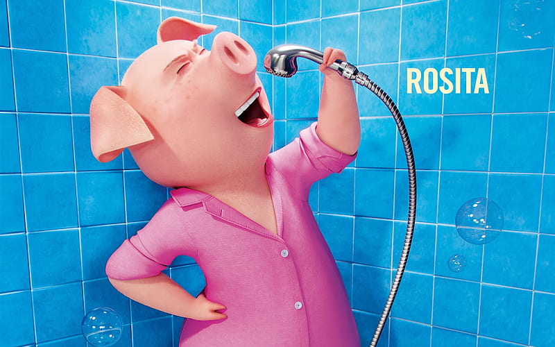 sing, 2016, rosita, pink pig, pig 3D, HD wallpaper