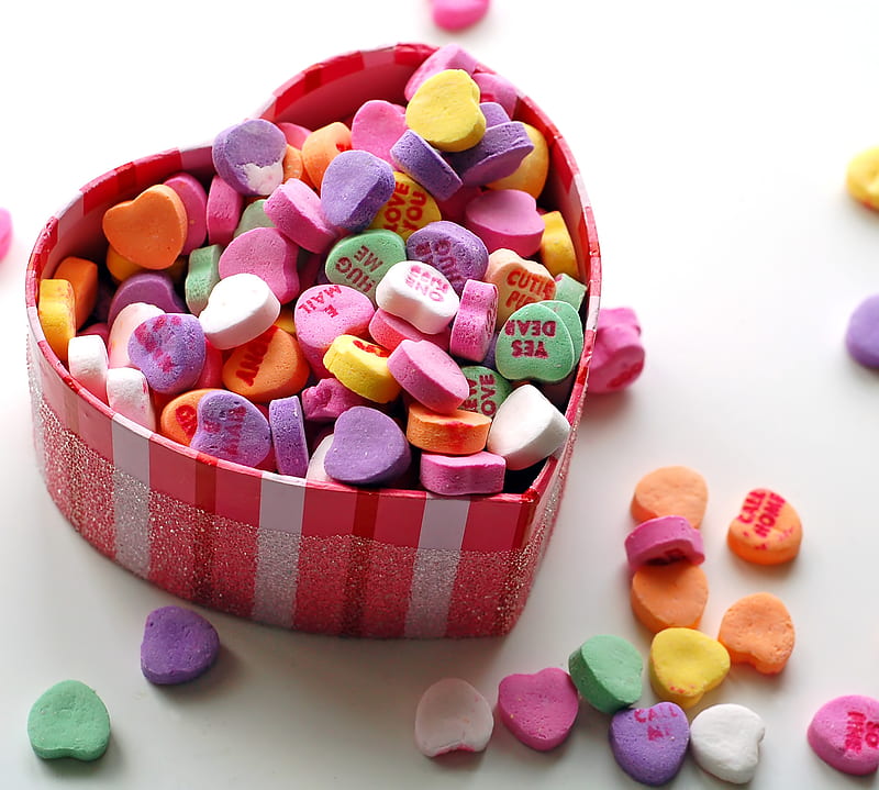 Valentine Hearts, candy, HD wallpaper