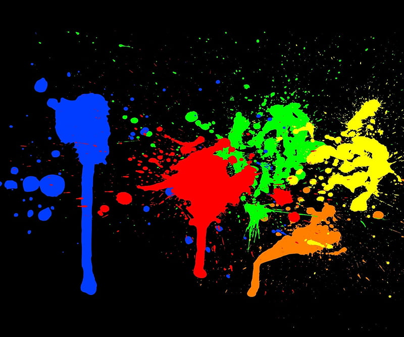 Splatter Neon, abstract, coloring, paint, vector, HD wallpaper