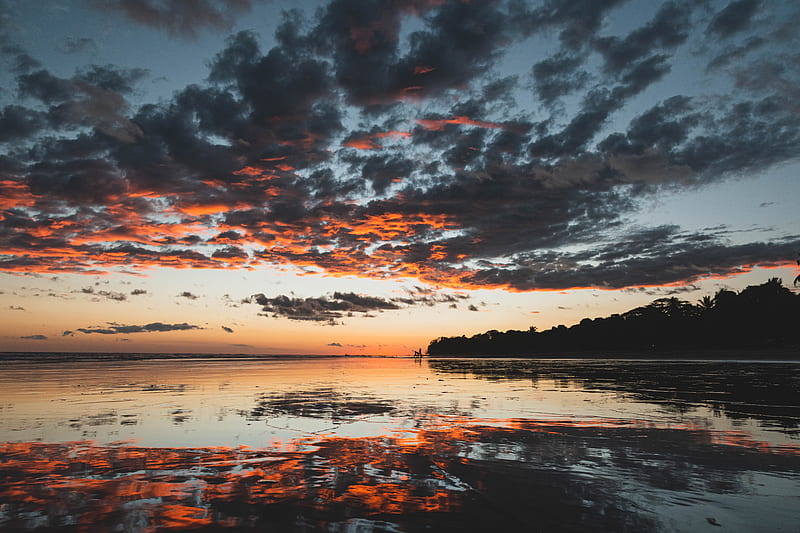lake, clouds, reflection, dusk, nature, HD wallpaper