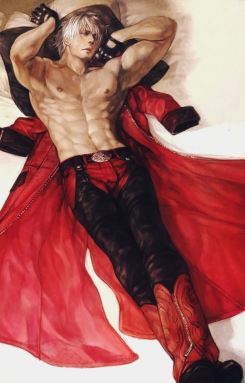 Devil May Cry, Dante, anime, muscles, anime boys, HD phone wallpaper