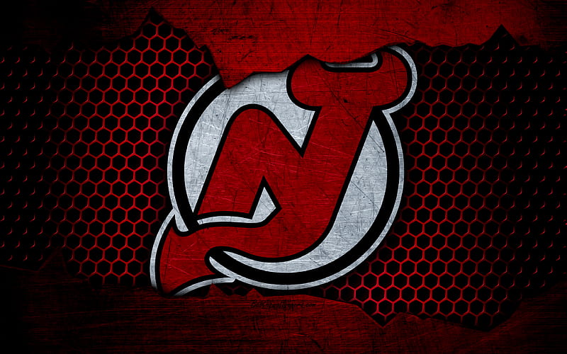 New Jersey Devils logo, NHL, hockey, Eastern Conference, USA, grunge, metal texture, Metropolitan Division, HD wallpaper