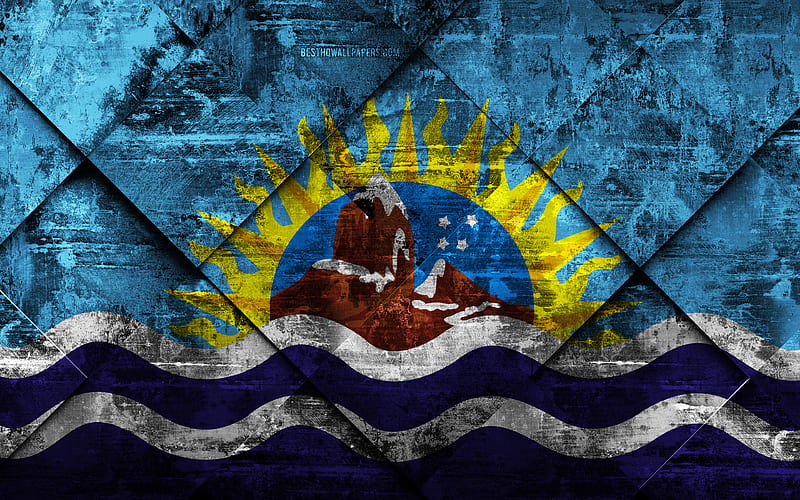 Flag of Santa Cruz grunge art, rhombus grunge texture, Argentine Province, Santa Cruz flag, Argentina, national symbols, Santa Cruz, provinces of Argentina, creative art, HD wallpaper