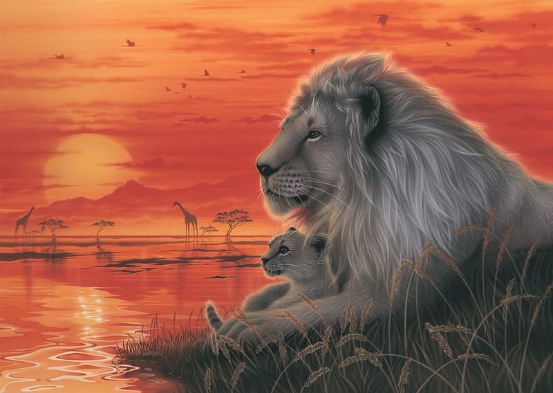 FATHER AND SON, KING, SON, CUB, LION, JUNGLE, FATHER, HD wallpaper | Peakpx