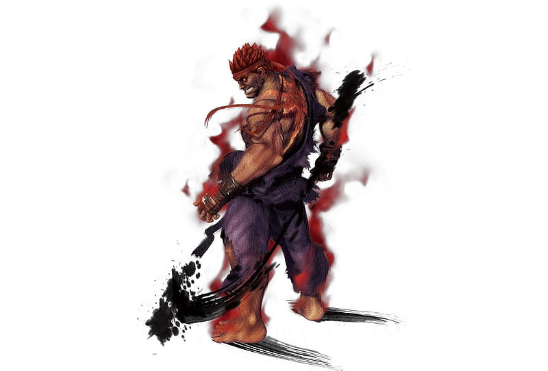 rgm501, evil ryu, ryu (street fighter), street fighter, highres,  comparison, dark skin, dougi, headband, karate gi, official alternate  costume, official alternate hairstyle, serious, signature, simple  background, standing - Image View 