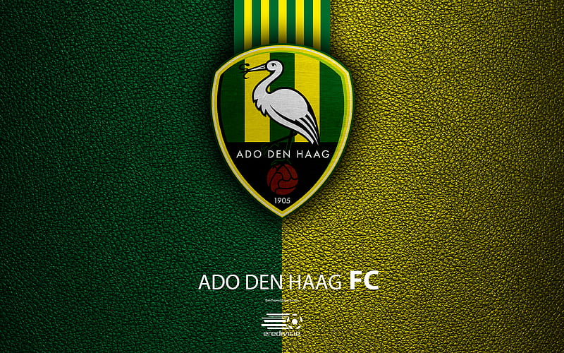 ADO Den Haag FC Dutch football club, leather texture, logo, emblem, Eredivisie, Hague, Netherlands, football, supreme football league, HD wallpaper