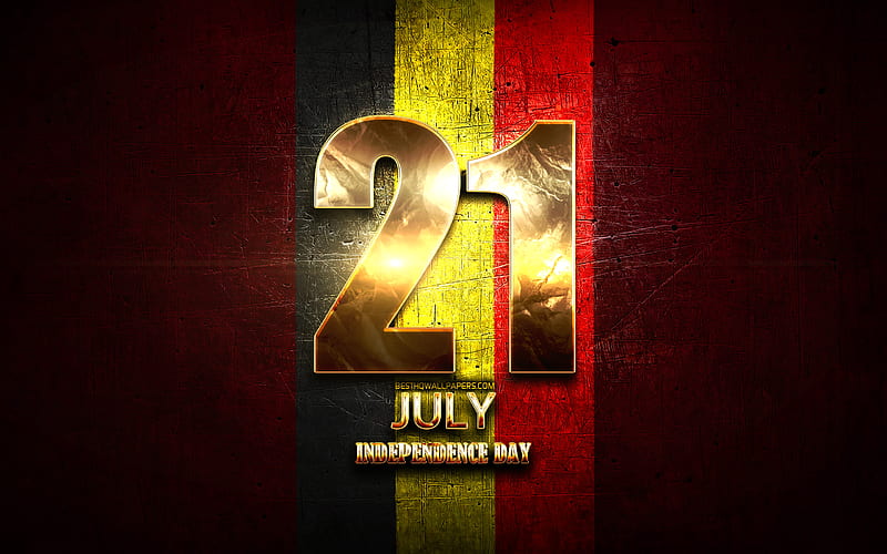 Independence Day, July 21, golden signs, Belgian national holidays, Belgium Public Holidays, Belgium, Europe, Independence Day of Belgium, HD wallpaper