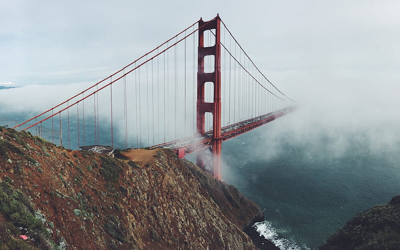 Bridge, Golden Gate, fog, San Francisco, USA, California, HD wallpaper