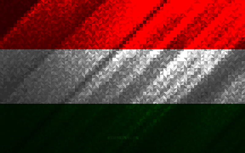Flag of Hungary, multicolored abstraction, Hungary mosaic flag, Europe, Hungary, mosaic art, Hungary flag, HD wallpaper