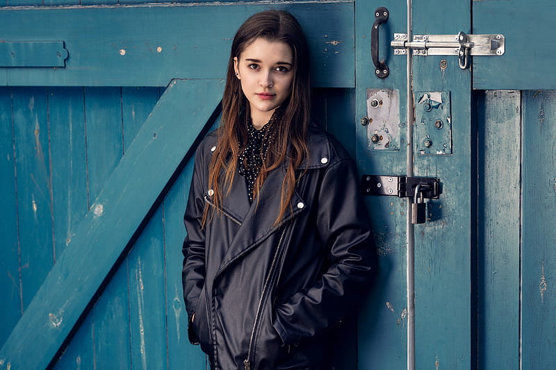 Beautiful Girl In Leather Jacket , girls, model, jacket, HD wallpaper