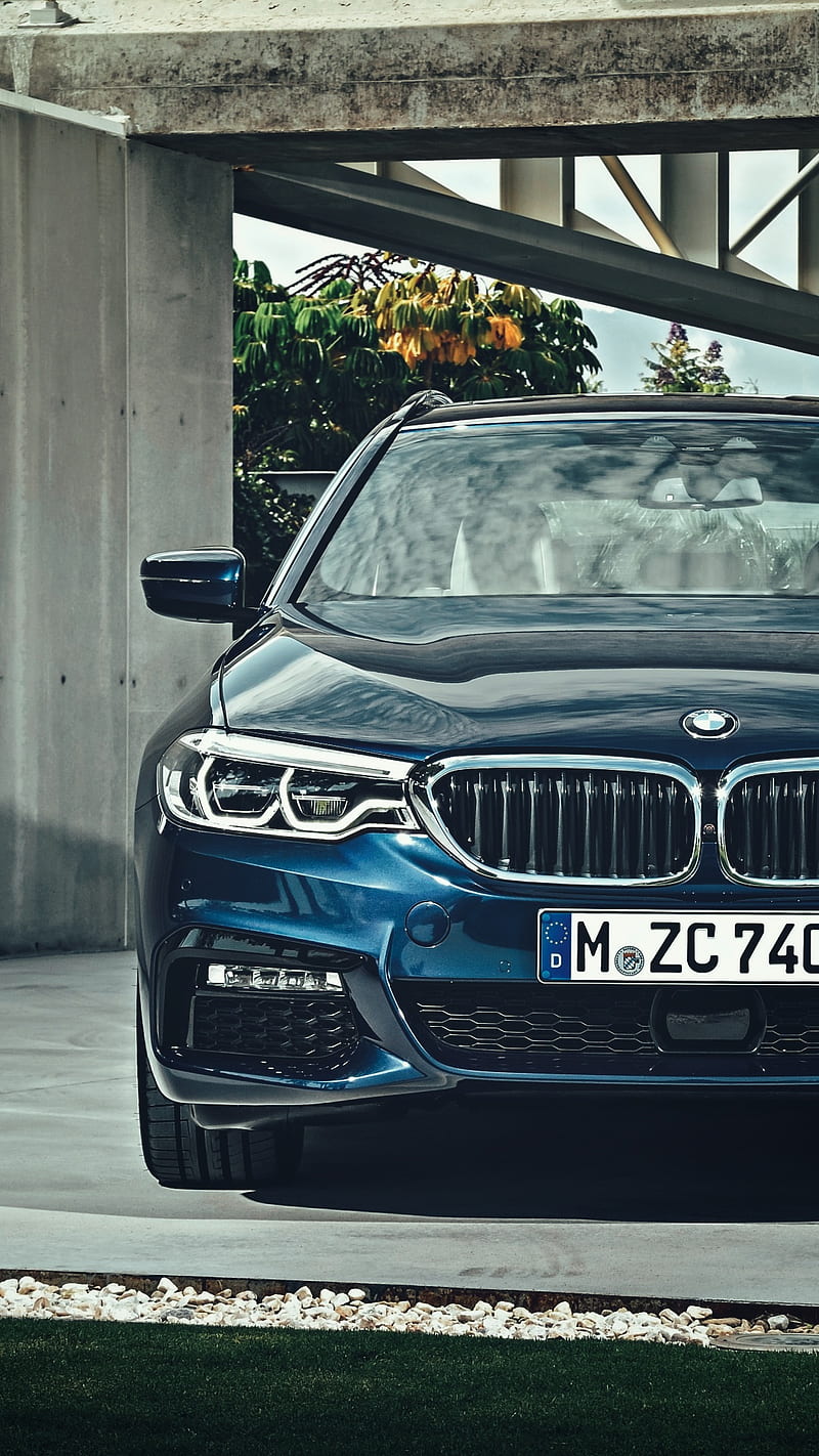 BMW 5 Series, 5 series, car, front view, luxury, touring, vehicle, HD phone wallpaper