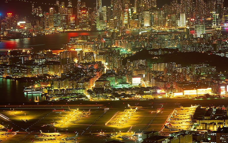 The old Kai Tak Airport-Hong Kong landscape, HD wallpaper