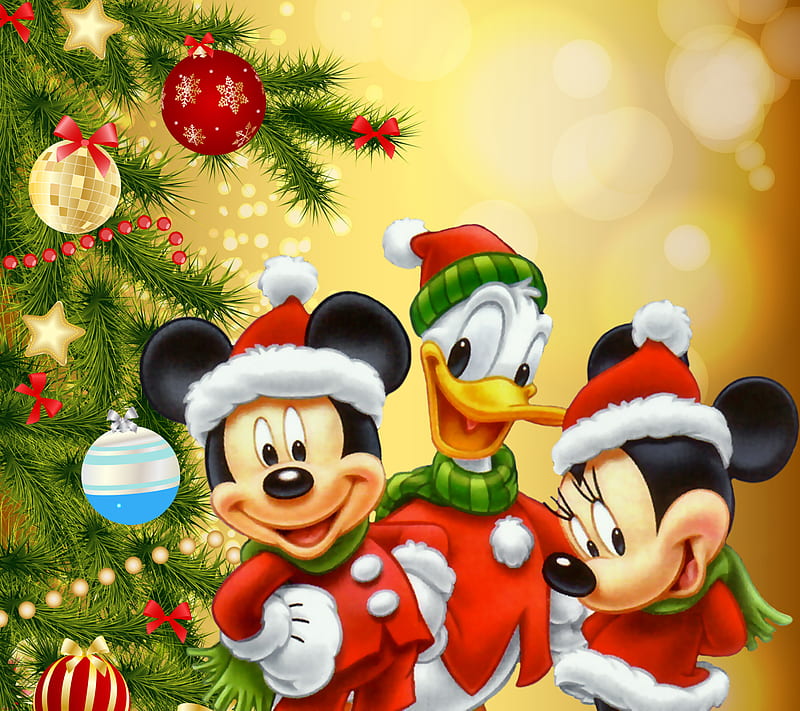Disney Christmas, cartoon, christmas, disney, merry, mickey, minnie, HD wallpaper