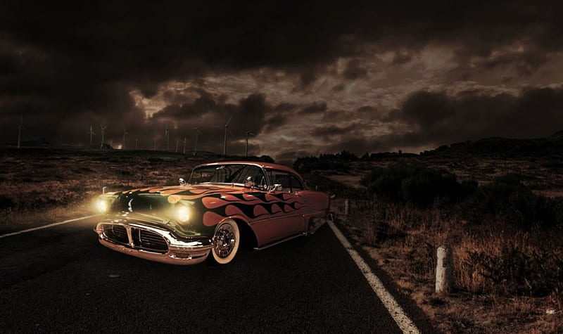 'On a dark desert highway'....., highway, desert, car, dark, HD wallpaper