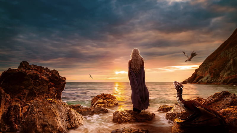 Emilia Clarke Daenerys Targayen Alone, tv-shows, game-of-thrones, emilia-clarke, HD wallpaper