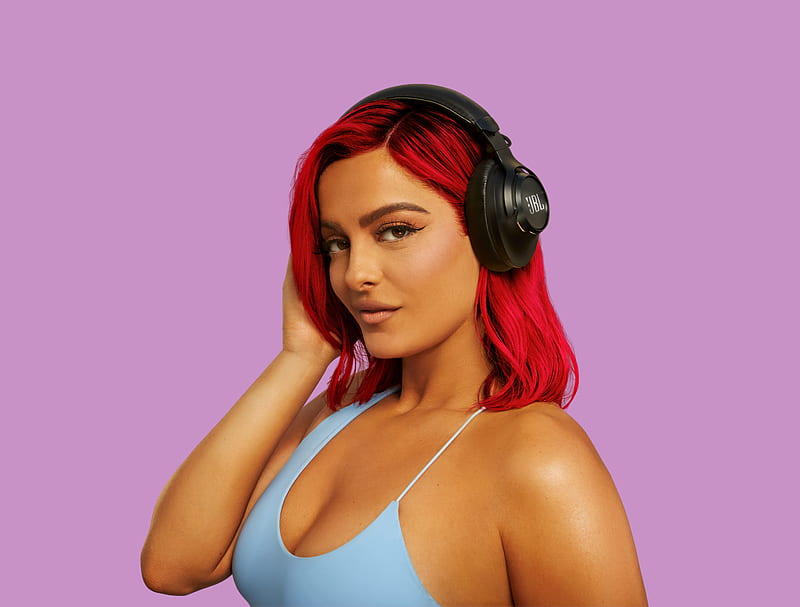 Singers, Bebe Rexha, Face , Headphones , Red Hair , Singer, HD wallpaper