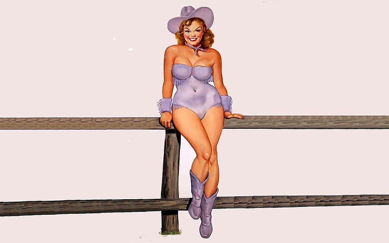 The Ole West. ., fence, cowgirl, redhead, boots, outdoors, women, painting, girls, art, hats, female, models, ranch, fun, drawing, digital, fashion, western, style, HD wallpaper