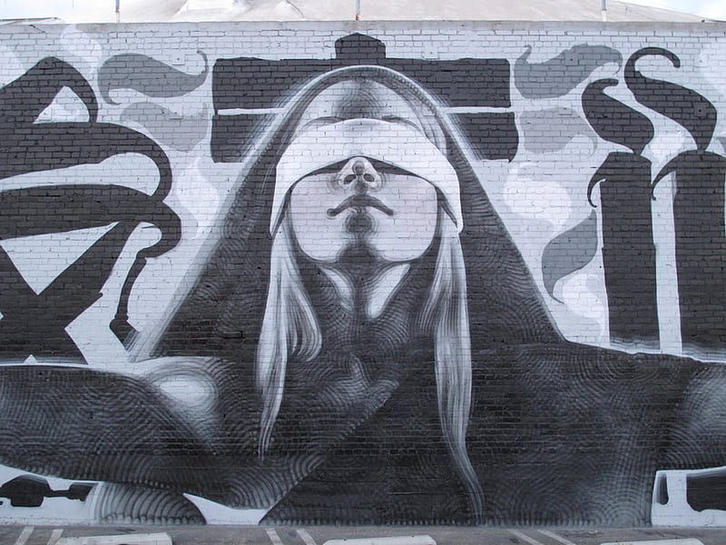 Jutice Mural for Manifest Equality, mural, blindfold, justice, lady, equality, HD wallpaper