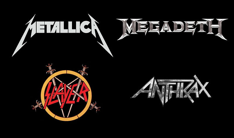Big four of thrash metal, megadeth, music, 4, slayer, metallica, metal, thrash, logo, big, anthrax, four, heavy, HD wallpaper