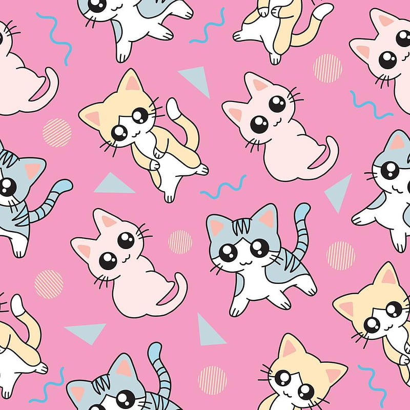 cute animal little cat seamless pattern with design light pink. 7904365 Vector Art at Vecteezy, HD phone wallpaper