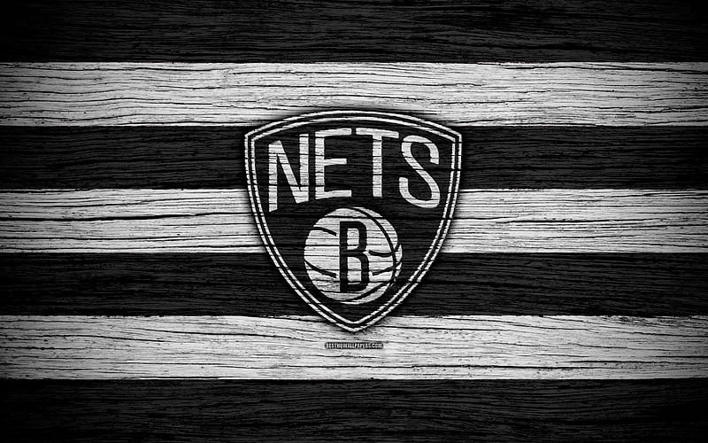 Brooklyn Nets, NBA, wooden texture, basketball, Eastern Conference, USA, emblem, basketball club, Brooklyn Nets logo, HD wallpaper