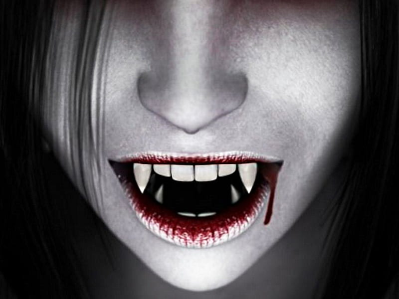 Vampire, red, blank, open, teeth, HD wallpaper